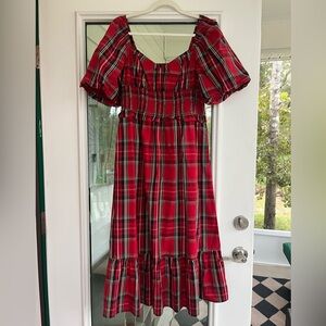 J. Crew Vibrant Red Plaid Dress
